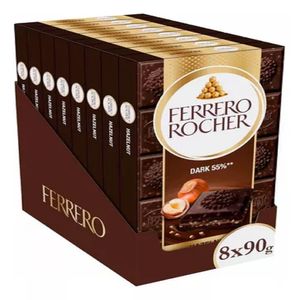 Kit 8 Chocolate Ferrero Rocher Tablete Dark 90g Cada
