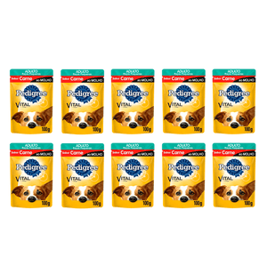 Kit 10 Ração Pedigree Raças Pequenas Carne Sachê 100g cada.
