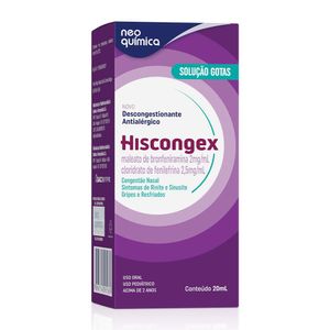Hiscongex Maleato de Bronfeniramina 2mg + Cloridrato de Fenilefrina 2,5mg Gotas 20ml