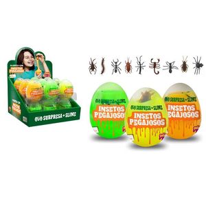 Ovo de Surpresa Insetos Pegajosos Slime 98g