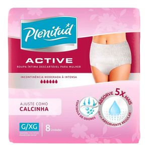 Roupa Íntima Plenitud Active Mulher Tamanho G/Xg Descartável com 8 Unidades
