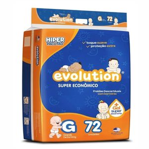 Fralda Descartável Evolution Econômico Hiper Tamanho G Com 72 Unidades