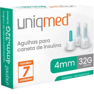 Agulhas Para Caneta de Insulina Uniqmed 4Mm 32g com 7 Unidades