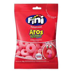 Balas de Gelatina Fini Aros de Morango 100g