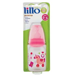 Mamadeira Lillo Divertida Bico de Silicone Ortodôntico 0-6 Meses Rosa 120ml