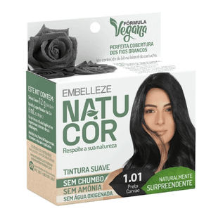 Tintura Natucor Embeleze 1.01 Preto Carvão 12g