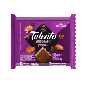 Chocolate Talento Mini Amêndoas E Uvas Passas 25g