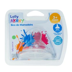 Bico de Mamadeira Lolly Gargalo Largo Ortodôntico em Silicone Fluxo Médio Nível 2 com 1 Unidade