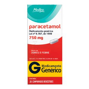 Paracetamol Medley 750mg com 20 comprimidos