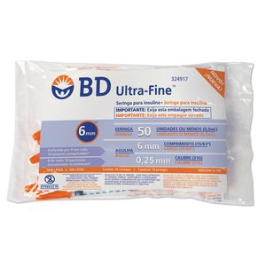 Seringa de Insulina Bd Ultra-Fine 50Ui 6 X 0,25Mm com 10 Unidades