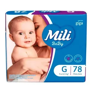 Fralda Mili Baby Giga Tamanho G com 78 Unidades