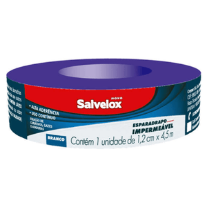Esparadrapo Salvelox Impermeável Branco 1,2cm X 4,5M