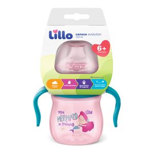Caneca Lillo Aprendizado com Alça Evolution Bebedor Silicone Rosa 150ml