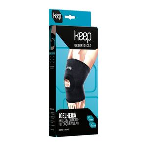 Joelheira Keep Neo Orifício Reforçado Patelar Basic Tamanho G Preto