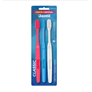 Escova Dental Dentil Classic Média Leve 3 Pague 2