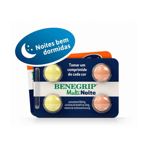 Benegrip Multi Noite 800mg + 20mg + 4mg, blíster com 4 comprimidos