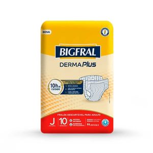 Fralda Geriátrica Bigfral Derma Plus Juvenil, Pacote 10 Unidades