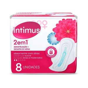 Absorvente Intimus 2 Em 1 - Abas, Cobertura Suave 8 Unidades
