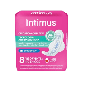 ABSORVENTE INTIMUS TECNOLOGIA ANTIBACTERIANA COM ABAS - 8 UNIDADES
