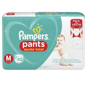 Fralda Pampers Pants Ajuste Total M, Pacote 42 Unidades