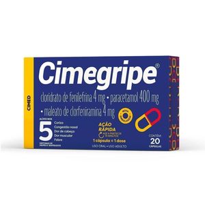 Cimegripe 400mg + 4mg + 4mg, 20 Cápsulas Gelatinosas Duras