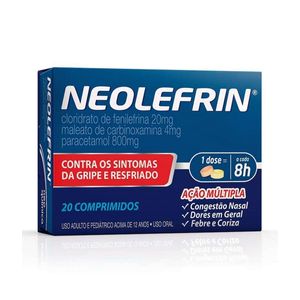 NEOLEFRIN 20COMP 400MG+20MG+400MG+4MG COM 20 COMPRIDOS