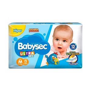 Fralda Babysec Ultra Sec Galinha Pintadinha M, Pacote Hiper 72 Unidades