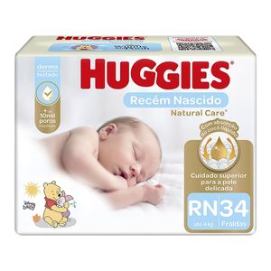 Fralda Huggies Natural Care Mega Rn 34 Unidades