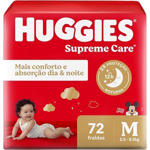 Fralda Huggies Supreme Care Hiper M 72 Unidades