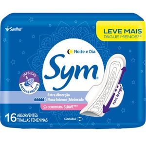 Absorvente Sym Noite & Dia Suave Com Abas 16 Unidades
