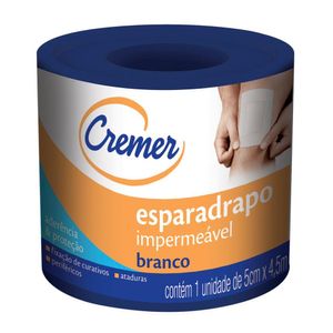 Esparadrapo Impermeável Branco Cremer 5cm X 4,5m com 1 Rolo