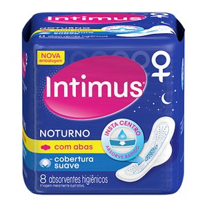 Absorvente com Abas Noturno Suave Intimus Pacote com 8 Unidades