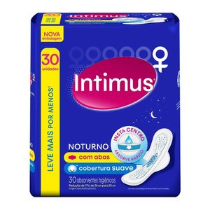 Absorvente Intimus Noturno Cobertura Suave com Abas com 30 Unidades