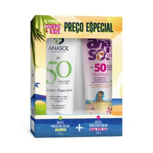 Kit Anasol com 1 Protetor Solar Corporal FPS 50 120g + 1 Protetor Solar Kids FPS 50 100g