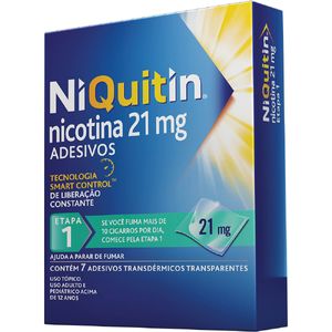 Niquitin 21mg com 7 Adesivos Transdérmicos Transparentes