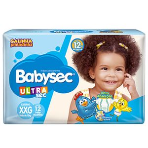 Fralda Descartável Babysec Ultra Galinha Pintadinha XXG com 12 Unidades