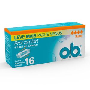 Absorvente Interno O.B. Procomfort Super com 16 Unidades