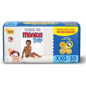 Fraldas Descartáveis Turma da Mônica Baby Jumbinho Tamanho XXG com 10 Unidades