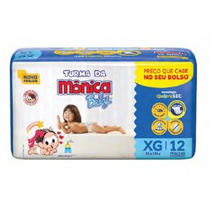 Turma da Monica Fralda Descartável Jumbinho Tamanho Xg com 12 Unidade
