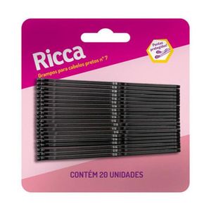 Grampo para Cabelos N7 Pretos Ricca com 20 Unidades