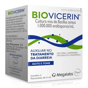 Biovicerin 1 Milhão Endósporos/ml Suspensão de Uso Oral com 2 Flaconetes com 5ml