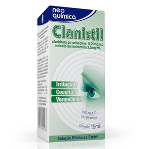 Clanistil 0,25mg/ml + 3mg/ml Solução de Uso Oftálmico Frasco Gotejador 15ml