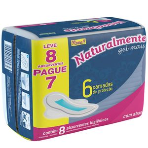 Absorvente Naturalmente com Abas Leve 8 Pague 7 com 8 Unidades