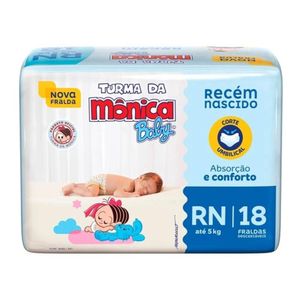 Fraldas Descartáveis Turma da Mônica Baby Recém Nascido com 18 Unidades