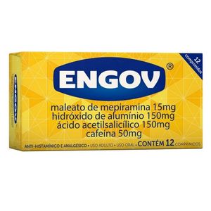 Engov 15mg + 150mg +150mg + 50mg com 12 Comprimidos