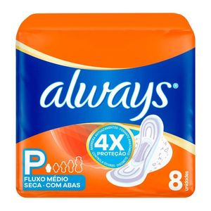 Absorvente Always Super Proteção Cobertura Seca com Abas com 8 unidades