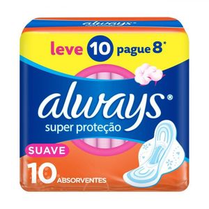 Absorventes Descartáveis com Abas Always Basic Super Proteção Pague 8 e Leve 10 Unidades