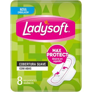 Absorvente Ladysoft Max Protect Cobertura Suave com Abas com 8 Unidades