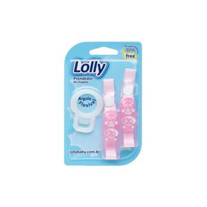 Lolly Baby Prendedor de Chupeta Pequeno Rosa com 1 Unidade