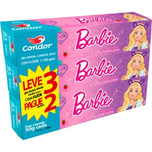 Creme Dental Kids Barbie Gel Condor Pague 2 e Leve 3 Unidades com 50g